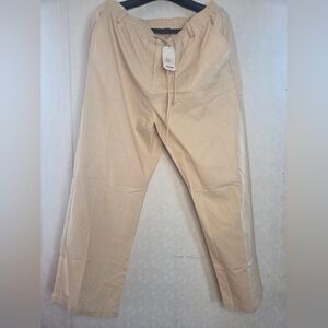 NWT Women's XL Coofandy Tan Capris Button Zipper Front With Draw String